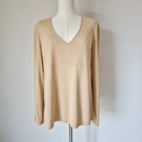 Vintage Salvatore Ferragamo Made in Italy Tunic Top Long Sleeve Knit Beige - Picture 2 of 11